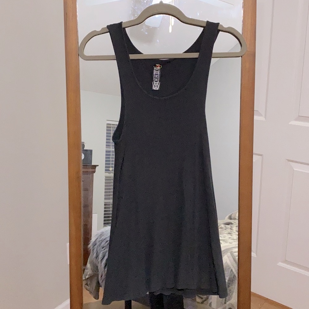 Free People Black Long Tank Top